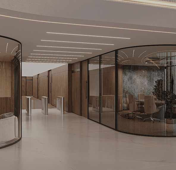 Secure premium business center lobby